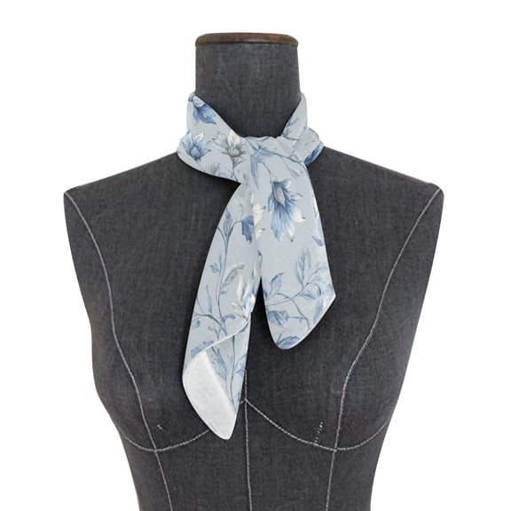 Square Scarf 24x24 Inch Exquisite Blue Peony Design Silky Satin Sun Protection Neck Scarf for Women Multi-Purpose Head Wrap Bandana for Hair Bag Decoration