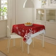 thumbnail image 2 of Christmas Tablecloth Square 60 x 60 Inch Christmas Red Square Table Cloth Polyester Fabric Xmas Winter White Red Snowflake Table Cover for Kitchen Party Picnic Outdoor Decor, 2 of 7