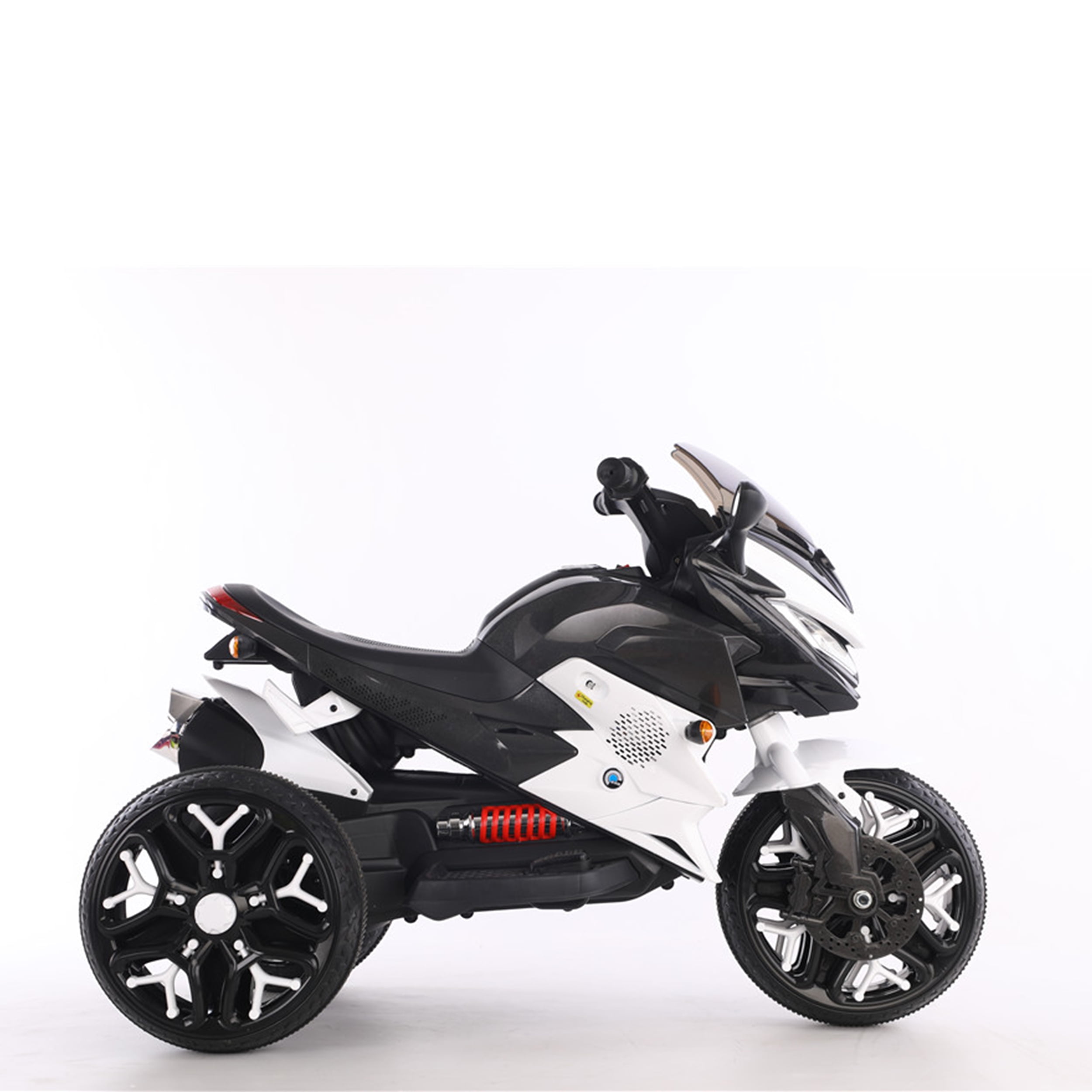 POVANLI  12V 3 Wheels Kids Ride on Motorcycle with Slow Start, Power Display, PU Seat, Training Wheels, Manual Throttle, Lighting Wheels, Bluetooth, USB, MP3 for Children Aged 3-5, Gift (White)