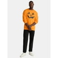 thumbnail image 2 of Halloween Crewneck Fleece Sweatshirt, Distressed Jack O' Lantern Pumpkin, Men's Sizes XS-3XL, 2 of 5