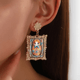 thumbnail image 2 of Beautiful Matryoshka Doll Earrings – Vintage Russian Art-Inspired Statement in Gold Tone, 2 of 3