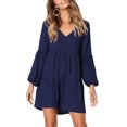 thumbnail image 2 of Valcatch Women's Lantern Sleeve V Neck Dresses Casual Loose Flowy Dresses, 2 of 6