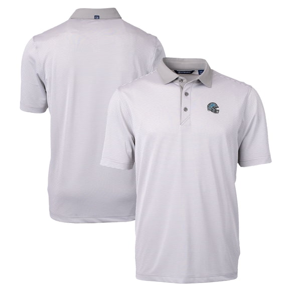 Men's Cutter & Buck Gray Detroit Lions Big & Tall Virtue Eco Pique Micro Stripe DryTec Tri-Blend Recycled Polo