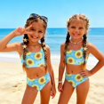 thumbnail image 3 of CCRFTGI Girls Swimsuits Size 7-8 Two Piece Sets Swimming Bathing Suits Beach Holiday Floral Print Bikini Set Cute Summer Girls Clothes Swim Suit Kids Bikini Blue 3-4 Years, 3 of 9