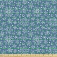thumbnail image 2 of Ambesonne Winter Fabric by the Yard Upholstery, Snowflakes on Blue Pattern, 2 Yards, Petrol Blue and White, 2 of 5