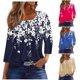 thumbnail image 1 of Fiudx Ofertas Flash Del Día Blusa de Manga 3/4 a La Moda para Mujer, Camiseta Estampada, Top Informal, 1 of 5
