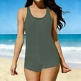 thumbnail image 5 of HOMBOM Womens Swimsuit 2 Piece Swimwear Tankini High Waisted Boyshorts Army Green Bathing Suit for Older Adult Modest,Solid,3XL, 5 of 5