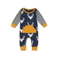 thumbnail image 1 of Seyurigaoka Unisex Baby Long Sleeve Romper, Deer Head Print Jumpsuit with Front Pocket, 1 of 8