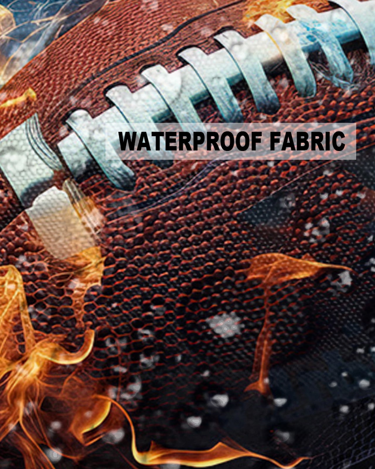 Pack of 2 Outdoor Pillow Covers, Sport Football with Fire Waterproof Square Throw Pillowcase Cushion Decorative Pillow Covers for Couch Patio Tent, 16x16 in