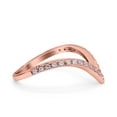 thumbnail image 2 of Rose Tone, Simulated Cubic Zirconia Size-10 Half Eternity V Chevron Midi Ring 925 Sterling Silver, 2 of 7