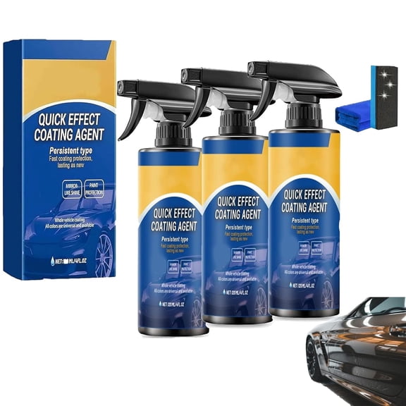 Quick Effect Coating Agent Spray, 2pcs Advanced Quik Effect Coding Agent for Car, Multi-Functional Coating Renewal Agent Spray, 4 Oz/120 Ml, Perfect Shine and Protection for Trucks, Motorcycles(3pcs)