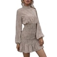 thumbnail image 4 of Vestido De Manga Larga Con Cuello Simulado, Vestido De Manga Larga Con Volantes Florales, Elegante Botón Trasero, Dobladillo Esponjoso, Moda Para Fiestas Diarias Y Vacaciones ANGGREK Otros, 4 of 6