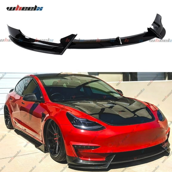 3Pcs Front Lip Compatible with 2017-2023 Tesla Model 3, Bumper Air Dam Lower Chin Splitter Protection Body Kit Fits for 2017 2018 2019 2020 2021 2022 2023 (Gloss Black)