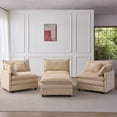 thumbnail image 4 of LUCKHAO 105" Modular L-Shaped Sectional Sofa, 3 Seater with Ottoman, Chenille Fabric Cloud Couch with Solid Wood Frame, 4 of 6