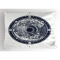 thumbnail image 1 of Compass Pillow Sham Sea Navigation with a Drawing of Tempest Inside Big Wave Adventure Journey, Decorative Standard Queen Size Printed Pillowcase, 30 X 20 Inches, Night Blue White, by Ambesonne, 1 of 2