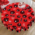 thumbnail image 4 of Valentines Day Dog Paw Prints Round Tablecloth 60 x 60 Inch, Red Love Hearts Bone Decorative Table Cloth Dining Table Cover, Anniversary Wedding Dinner Party Picnic Decoration, 4 of 6