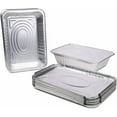 thumbnail image 4 of 50pc Half-Size 9" x 13" Aluminum Deep Disposable Pans / Lids Extra Heavy Weight, 4 of 5