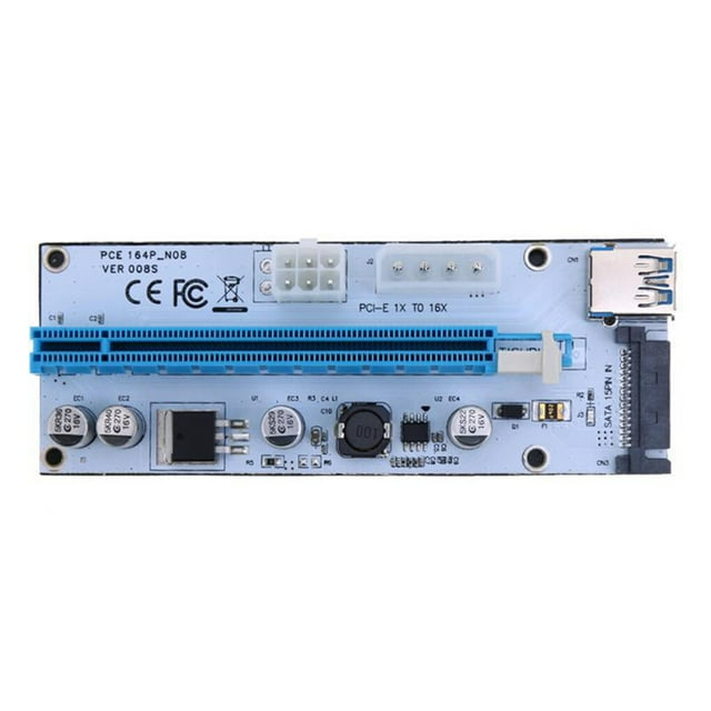 Maytalsory PCI-E Riser Board 1x to 16x Extender Adapter with 6-pin 4-pin SATA Interface blue 1Set
