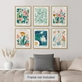 thumbnail image 2 of PixonSign Adhesive Canvas Print Wall Art Set - Multicolor Floral Botanical Flower Market Posters - Set of 6 Vintage Retro Antique Mixed Media Country Cultural Art Wall Décor - 8"x10"x6, 2 of 5