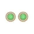 thumbnail image 3 of Clara Pucci 3.54 ct Brilliant Round Cut Halo Studs VVS1 Genuine Conflict free Green Zircon Solid 14K Yellow Gold Designer Everyday Earrings Screw back, 3 of 5