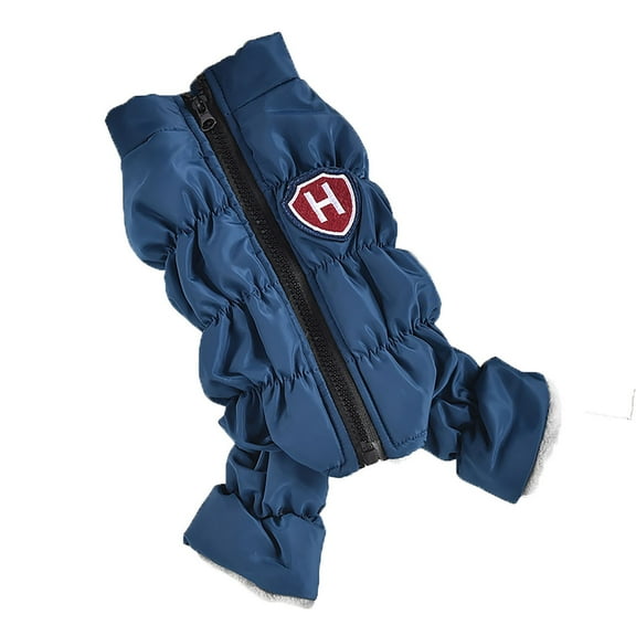 Pet Winter Warm Coat For Small Dogs - 4-Legged High Neck Windproof Cotton Jacket With Fleece Lining, Blue, Xxl Size For Chihuahua, Yorkie, Poodle