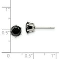 thumbnail image 4 of Primal Steel Stainless Steel Polished 6mm Black Round Cubic Zirconia Stud Post Earrings, 4 of 8