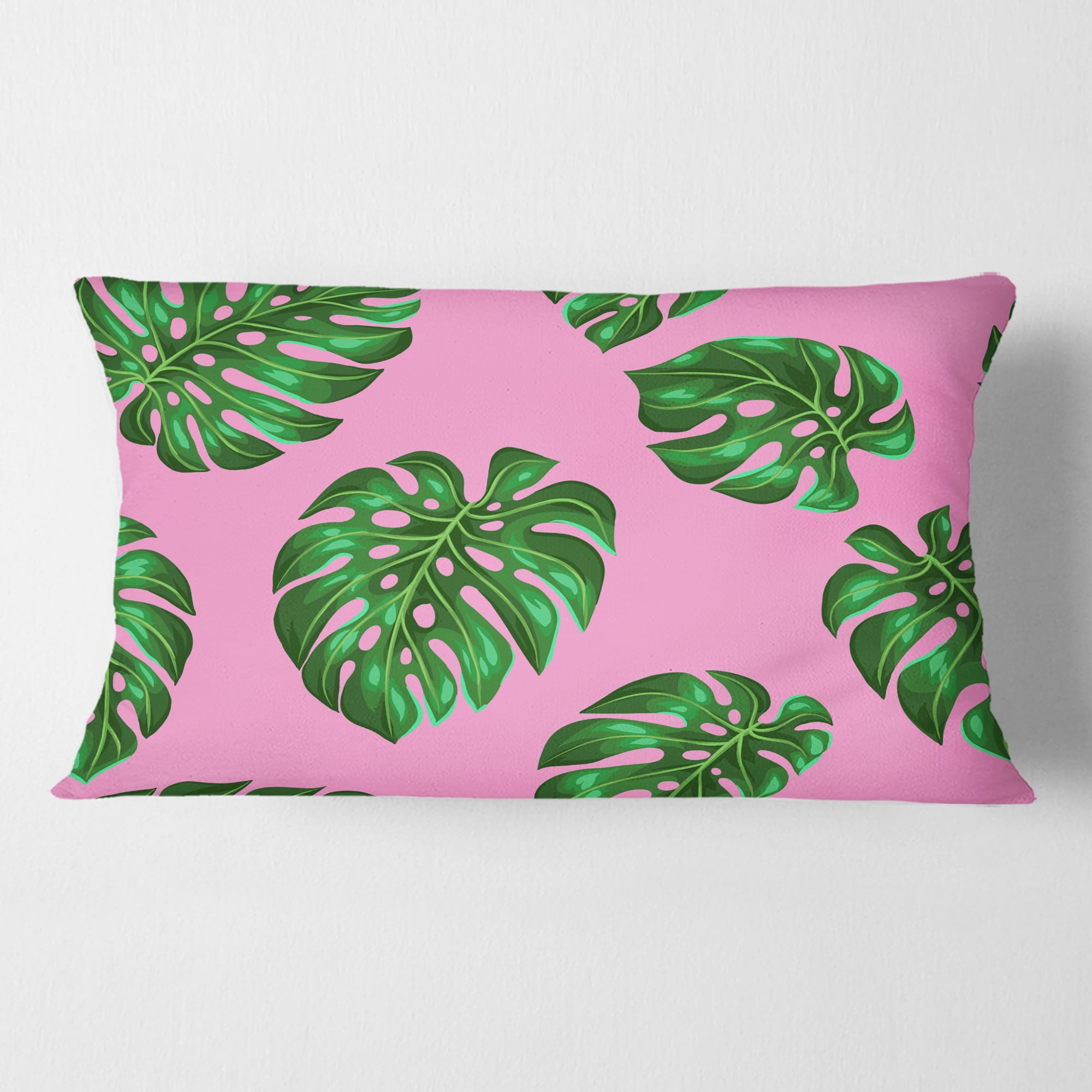 Designart Tropical Palm Leaves III' Mid-Century Modern Throw Pillow - 12x20