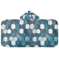 thumbnail image 5 of Yayeee Kids Hooded Towel with Hand Pockets Beach Soft Absorbent Bath Wrap 50 x 23.5 inch, Dark Blue Hexagon Patterns, 5 of 5