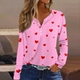 thumbnail image 2 of Resicozy Valentines Shirts For Women Long Sleeve Shirt Valentine Day Button Neck Top 2026 Love Heart Printed Graphic Pullover Light pink XL, 2 of 5