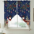 thumbnail image 2 of Blue Christmas Snowman Swag Valances for Windows 2 Pack, Kitchen Window Curtains 36 Inch Length, Xmas Snowflake Elk Tree Balls Privacy Swag Curtains for Living Room/Bathroom with Rod Pocket 36"x36", 2 of 8