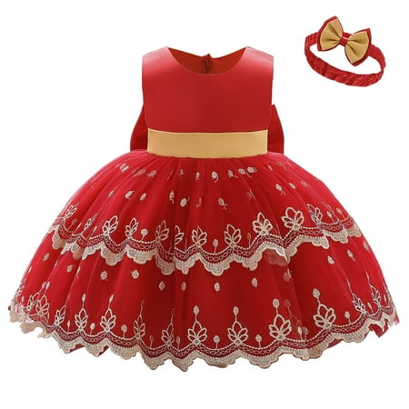 

Kamo Toddler Princess Flower Dress Baby Girls Birthday Wedding Party Dresses with Headwear