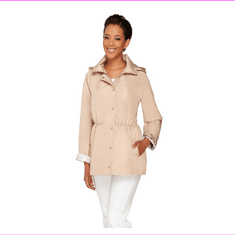 Dennis Basso Water Resistant Anorak Jacket with Detachable Hood