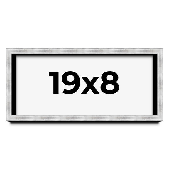 19x8 Frame Brushed Silver Solid Wood Picture Frame | 0.75 Inch Moulding Width | Rabbet Depth 0.75