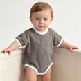 thumbnail image 5 of biudgviw Baby Boy Girl Clothes Short Sleeve Newborn Infant Bodysuit Color Block Casual Round Neck Onesies Rompers Summer Outfits(Gray,9-12 Months), 5 of 6