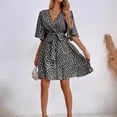 thumbnail image 3 of Vestido Con Cinturón Estampado de lunares Media manga Ocio Diario Corte holgado Estilo bohemio Vacaciones Cgtredaw para Mujer Negro T L, 3 of 5