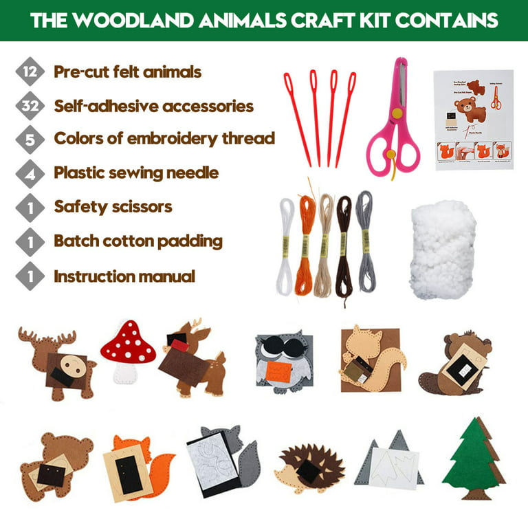 Jetcloudlive Kids Sewing Kit Woodland Animals Craft Kit - Make