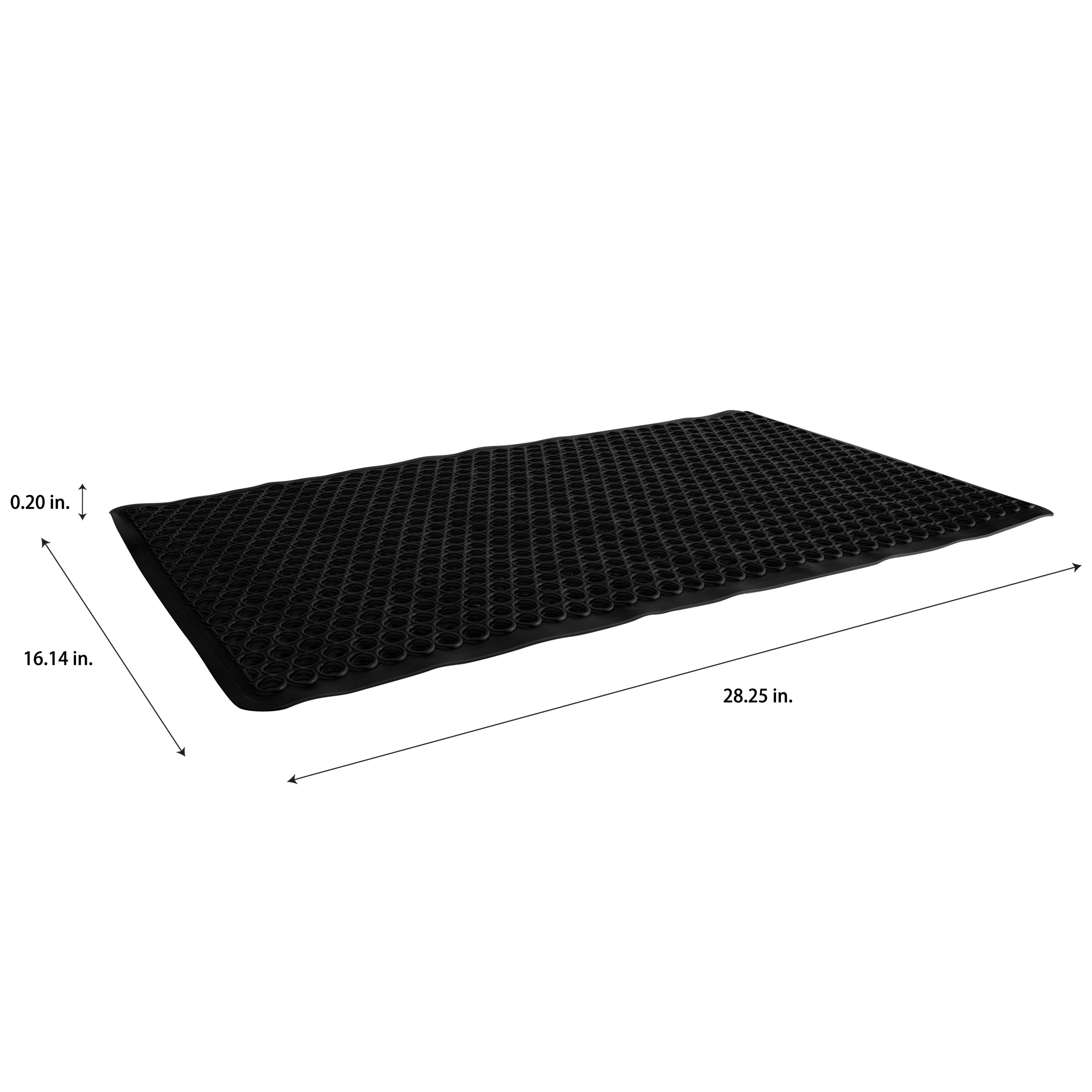 Bath Bliss Matte Black PVC Bath Rug, 1.33' x 2.35', Self-Draining