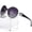 black white*gray, variant on Oval Oversized Sunglasses for Women, Rhinestone Circle Decor Temples, Face-Flattering Frame for Daily Casual Street Look