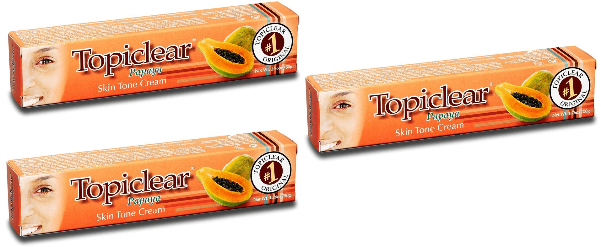 Topiclear Papaya Skin Tone Cream 1.7 oz Lot of 3