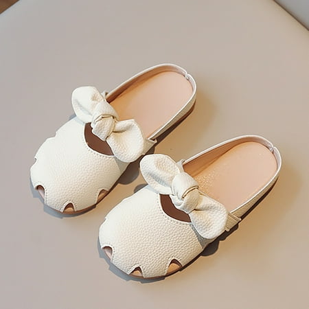 

CHAOLEI Girls Leather Soft Closed Toe Princess Flat Shoes Summer Sandals(Toddler/Little Kid) -Beige 4.5-5 Years