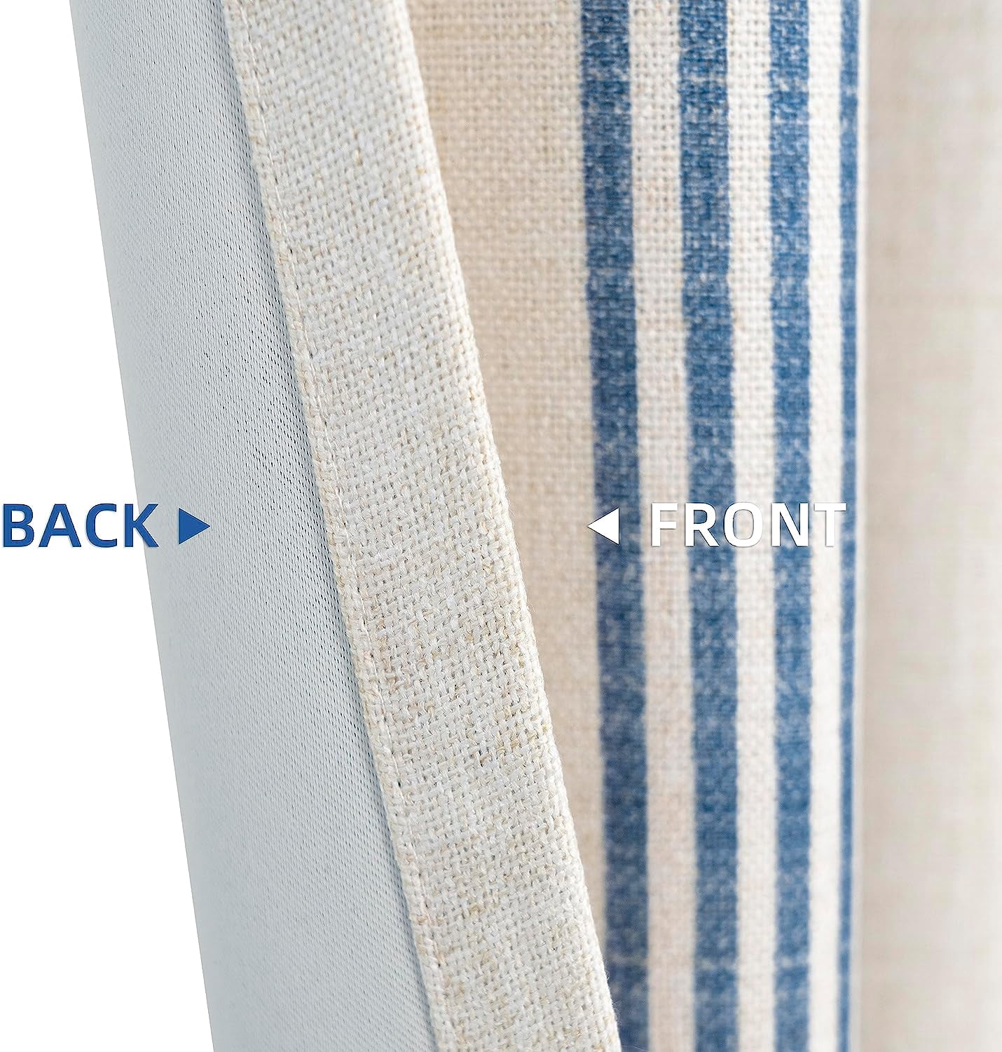 DriftAway Chris Vertical Striped Pattern Linen Blend Lined Thermal Insulated Blackout and Room Darkening Grommet Linen Curtains for Farmhouse Printed, 2 Panels, 52" x 84", Cabana Denim Stripe