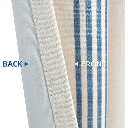 DriftAway Chris Vertical Striped Pattern Linen Blend Lined Thermal Insulated Blackout and Room Darkening Grommet Linen Curtains for Farmhouse Printed, 2 Panels, 52 x 84, Cabana Denim Stripe