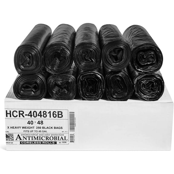 48TB250 Aluf Plastics 40 - 45 Gallon Black Trash Bags