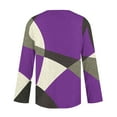 thumbnail image 4 of FAIWAD Long Sleeve Tunic Tops for Womens V Neck Button Down Tops Color Block Slim Lightweight Pullover Tops, 4 of 4