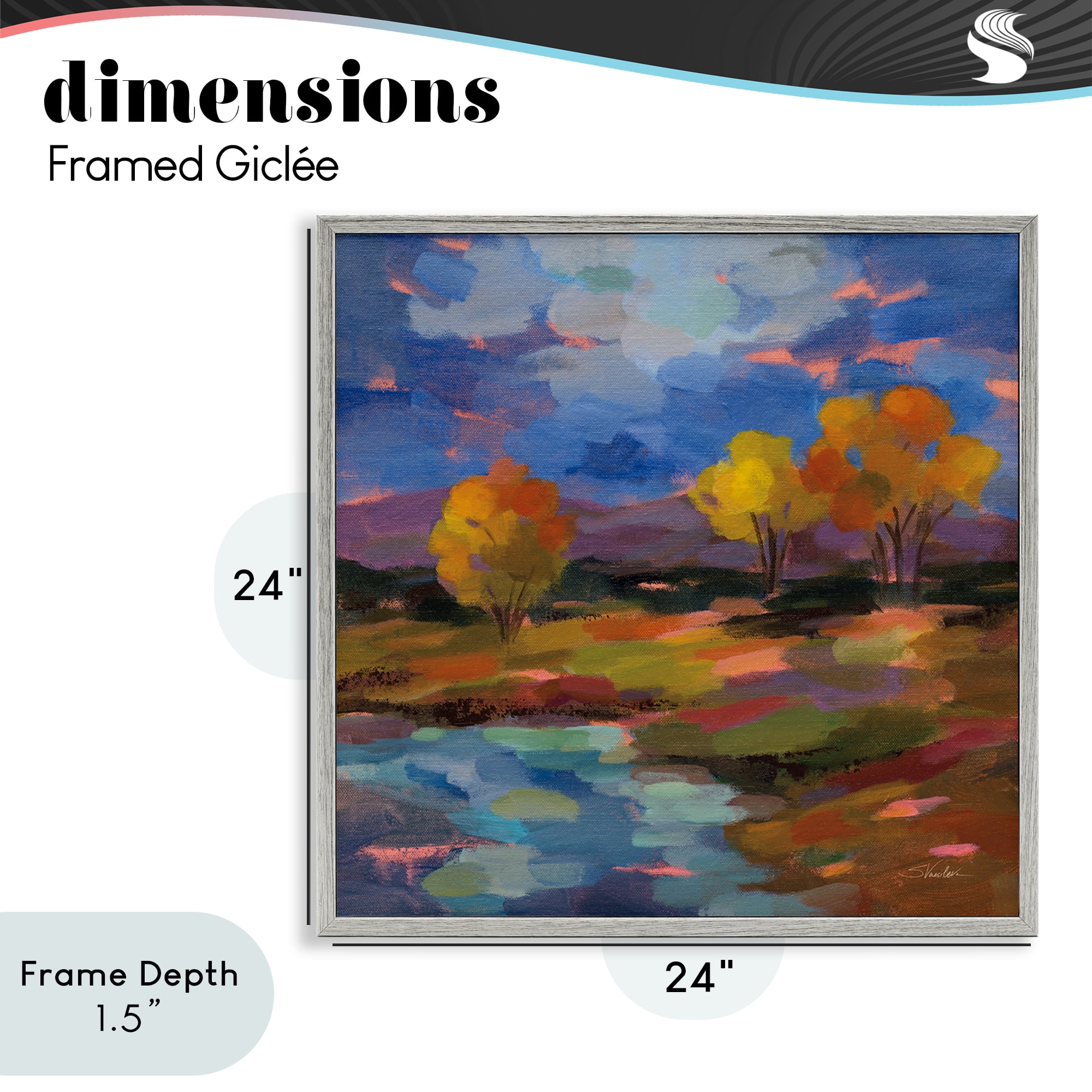 Stupell Industries October Glow Lakeside Reflection Gray Framed Giclee Art, design by Silvia Vassileva