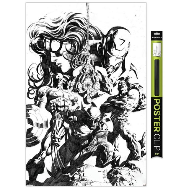Marvel Sketch - Group Wall Poster, 14.725" x 22.375" Framed