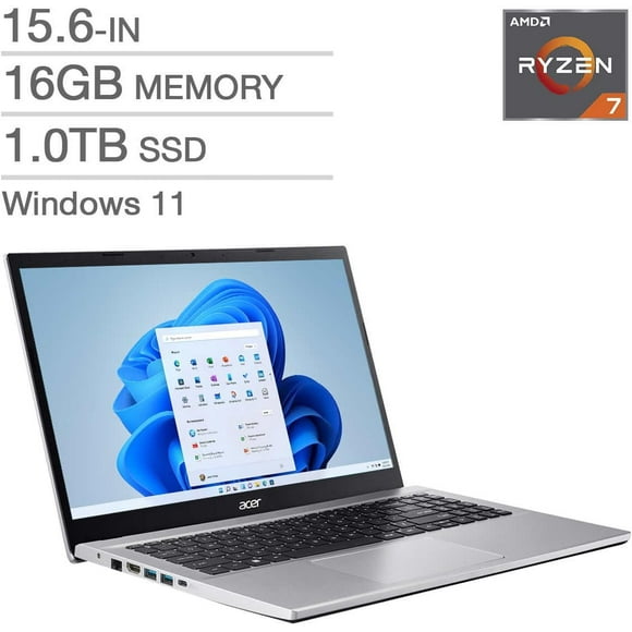 Acer Aspire 15.6" FHD - AMD Ryzen 5700U| 16GB DDR4| 1TB SSD| W11 Home - Excellent Recertified with 1 Year Acer Manufacturer Warranty