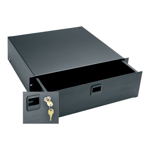 Middle Atlantic D3LK - Rack storage drawer - anodized, brushed black - 3U - 19"