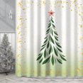 thumbnail image 4 of Sunlit Christmas Shower Curtain, Green Xmas Pine Tree with Red Star Ornament Holiday Farmhouse Decorations, Festive Bathroom Fabric Shower Curtain, Home Decor Tapestry, 4 of 7