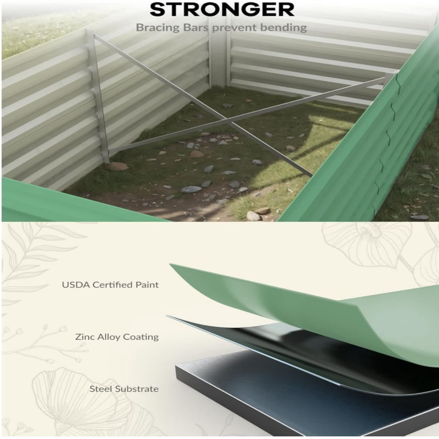 EastVita 6x3x2ft Steel Raised Garden Bed Kit
